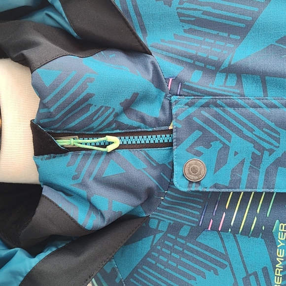 Obermeyer Teen Gage Radio Wave Patterned Hooded Ski/Snowboard Jacket Sz Teen XL - Picture 4 of 13